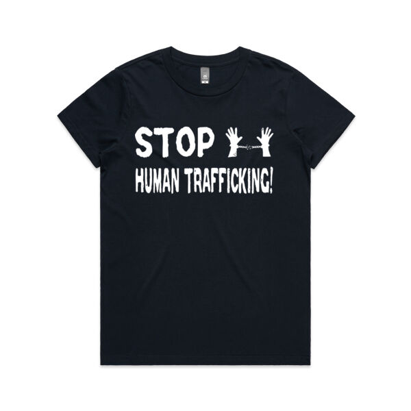 STOP human trafficking (female tee) FRONT & BACK Thumbnail