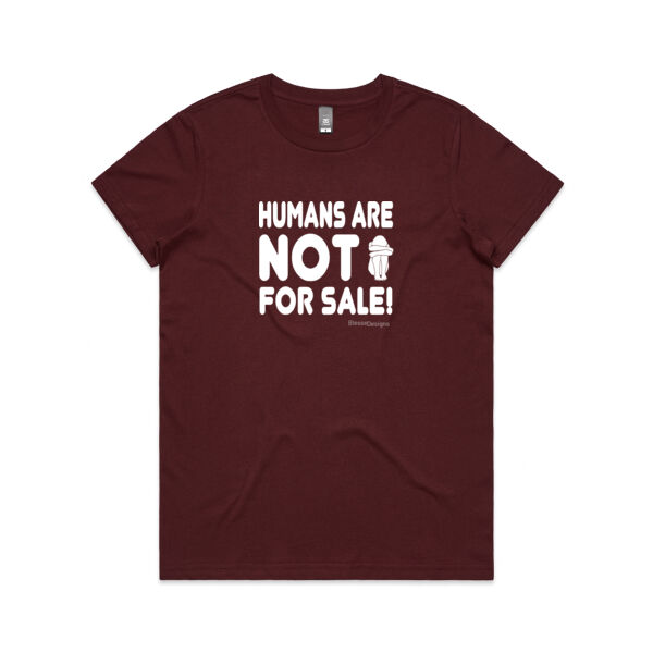 Humans are NOT FOR SALE (female tee) - FRONT & BACK Thumbnail