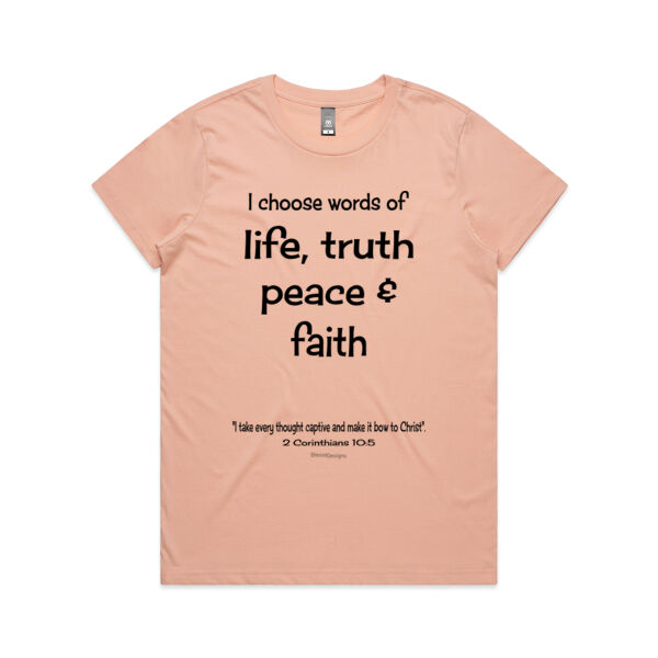 Words of life, truth, peace & faith (female tee) Thumbnail