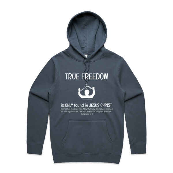 TRUE FREEDOM white print (unisex hoody) Thumbnail