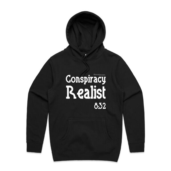 Conspiracy Realist 8:32 (unisex Hoody FRONT & BACK) Thumbnail